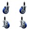 Service Caster 4'' Blue Poly Wheel Swivel 1-1/8'' Expanding Stem Caster Set 2 Brakes, 4PK SCC-EX20S414-PPUB-BLUE-2-TLB-2-118 - alternate 1